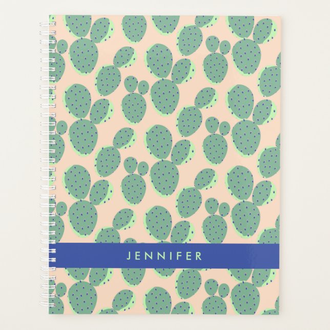 Green & Pink Cactus Pattern Planner (Front)