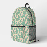 Green &amp; Pink Cactus Pattern Printed Backpack