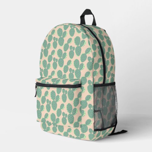 Green  Pink Cactus Pattern Printed Backpack