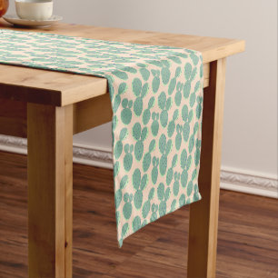 Green & Pink Cactus Pattern Short Table Runner
