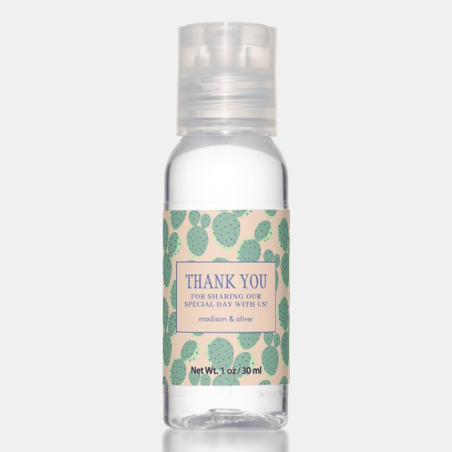 Green & Pink Cactus Pattern - Thank You Hand Sanitizer (Front)
