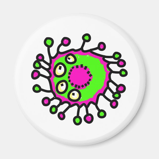 Green & Pink Cartoon Germ Magnet (Front)