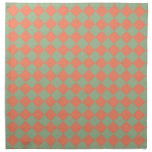 Green Pink Checker Diamond Pattern Cloth Napkin