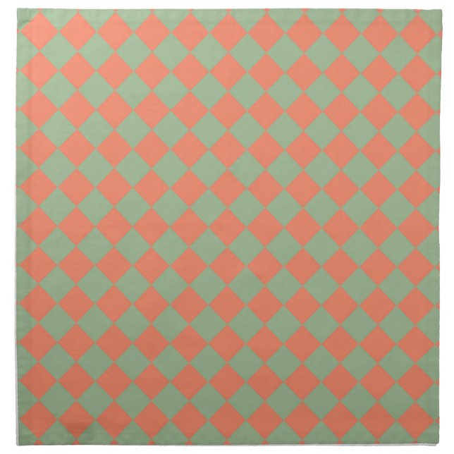 Green Pink Checker Diamond Pattern Cloth Napkin (Front)