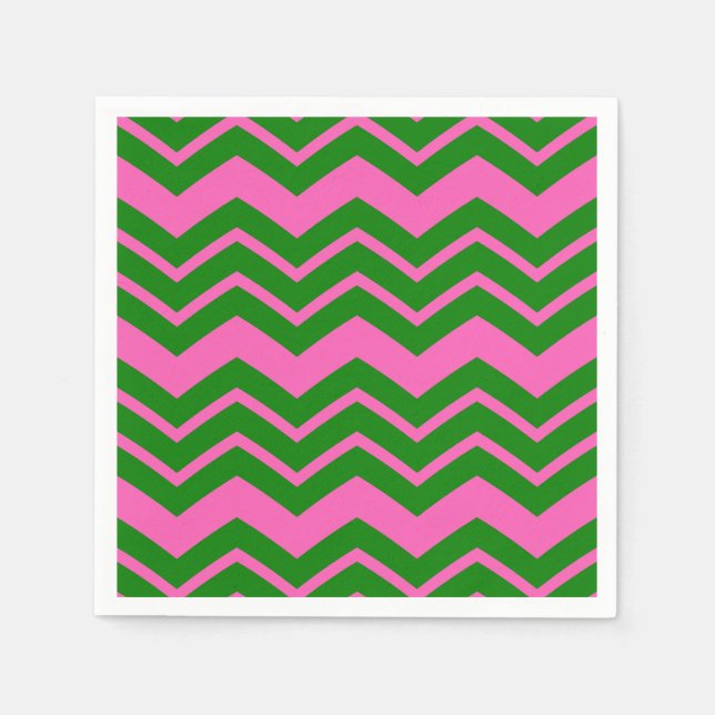 Green Pink Chevron Zigzag Design  Napkins (Front)