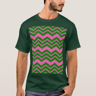 Green Pink Chevron Zigzag Design T-Shirt