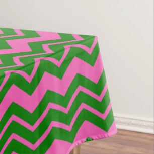 Green Pink Chevron Zigzag Design Tablecloth