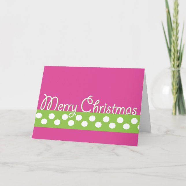 Green & Pink Christmas Card (Front)