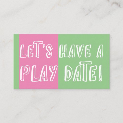 Green  Pink Color Block Playful Play Date Calling Card