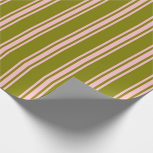 Green & Pink Colored Lined/Striped Pattern Wrapping Paper
