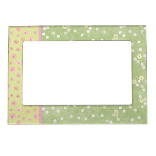 Green Pink Cream Flowers 5 x 7 Magnetic Frame
