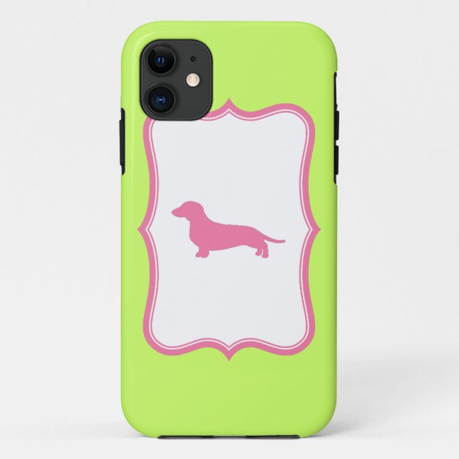 Green & Pink Dachshund case (Back)