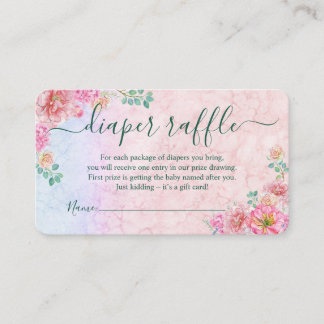 Green & Pink Delicate Watercolor diaper raffle Enclosure Card