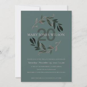 GREEN PINK FAUNA WREATH ANY YEAR ANNIVERSARY CARD