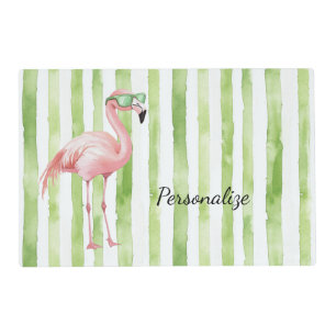 Green Pink Flamingo Birthday Placemat
