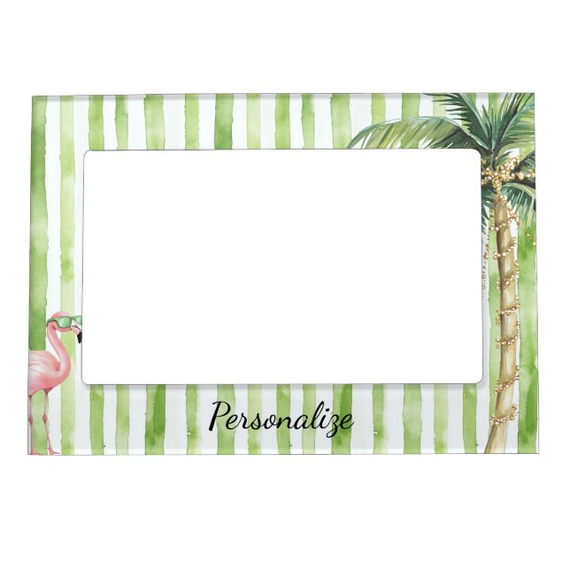 Green Pink Flamingo   Magnetic Frame (Front)