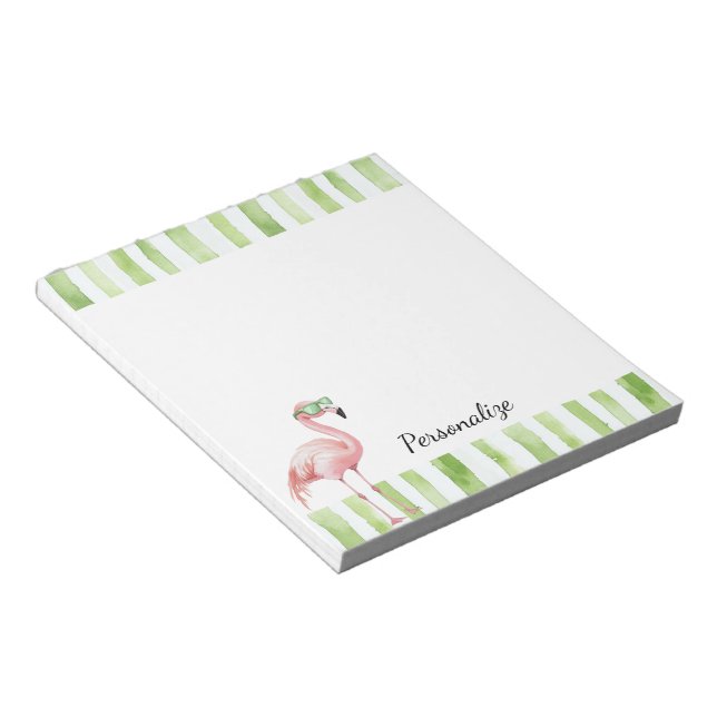 Green Pink Flamingo   Notepad (Angled)