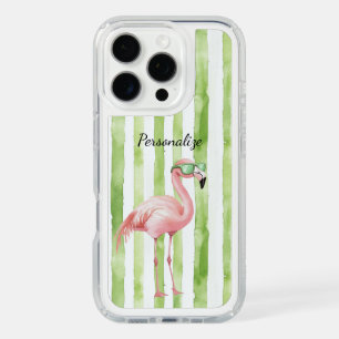 Green Pink Flamingo   iPhone 16 Pro Case