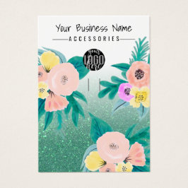 Green Pink Floral Glitter Logo Keychain Display