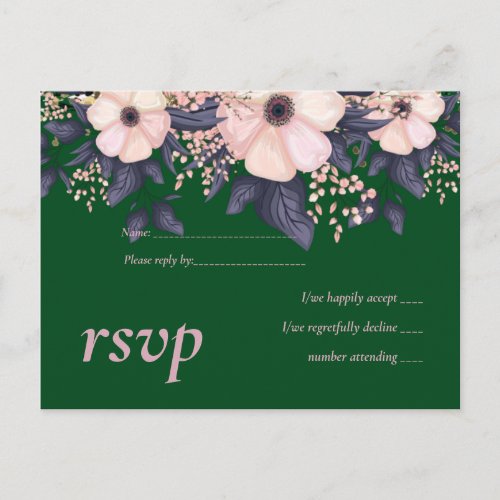 Green Pink Floral Wedding Budget Invitation Postcard