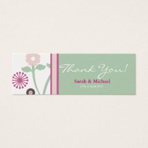 green & pink floral Wedding favor Gift tag