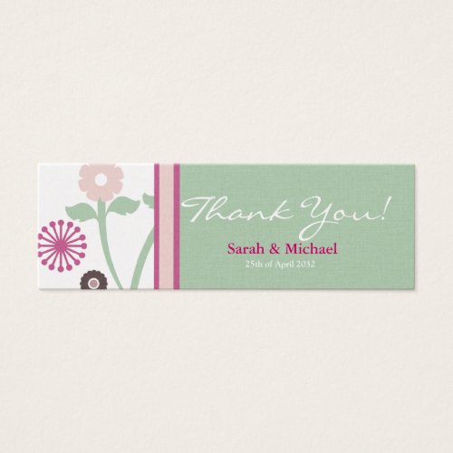 green &amp; pink  floral Wedding favor Gift tag Business Card Templates
