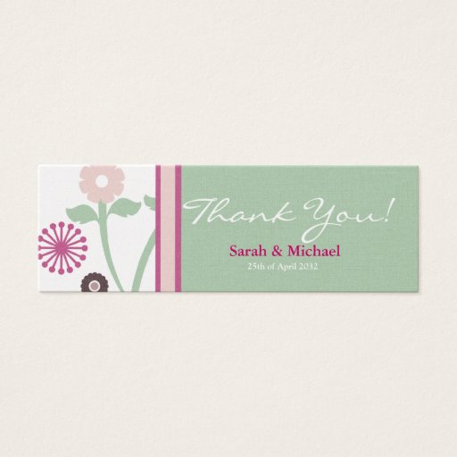 Customizable green &amp; pink  floral Wedding favor Gift tag Business Card Templates