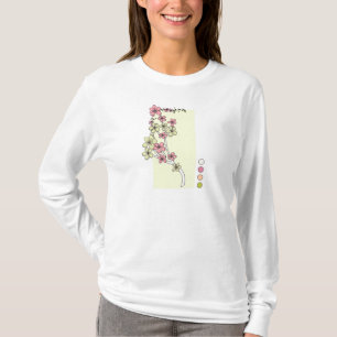 Green Pink Flowers Long Sleeve T-Shirt