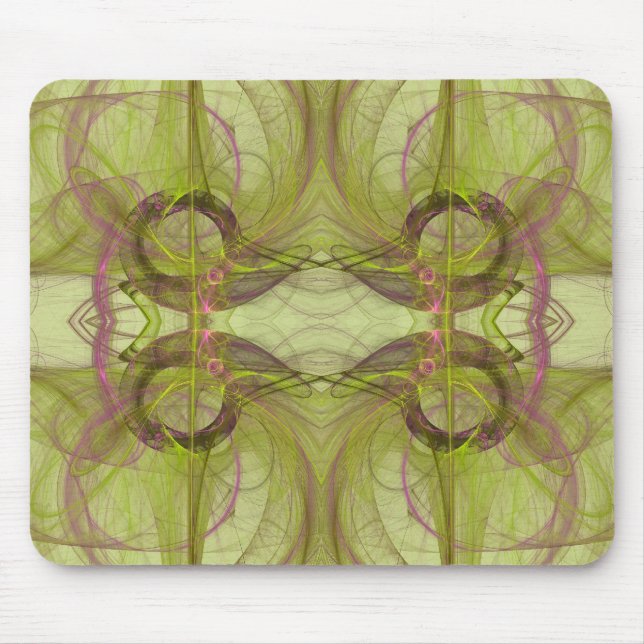 Green & Pink Fractal Mousepad (Front)