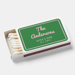 Green & Pink Funk Retro Wedding Favor Personalized Matchboxes