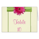 Green Pink Gerbera Daisy Table Number Card
