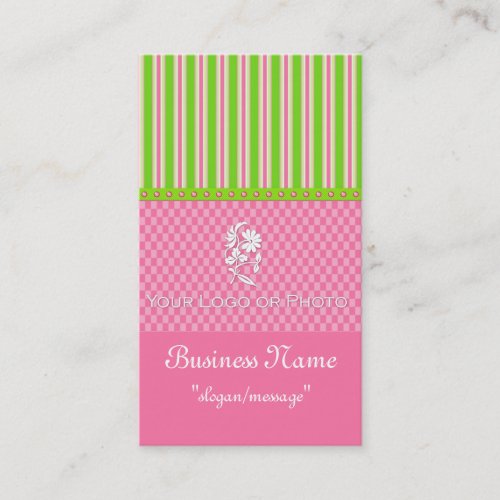 Green &amp; Pink Girly Boutique Chic Business Cards