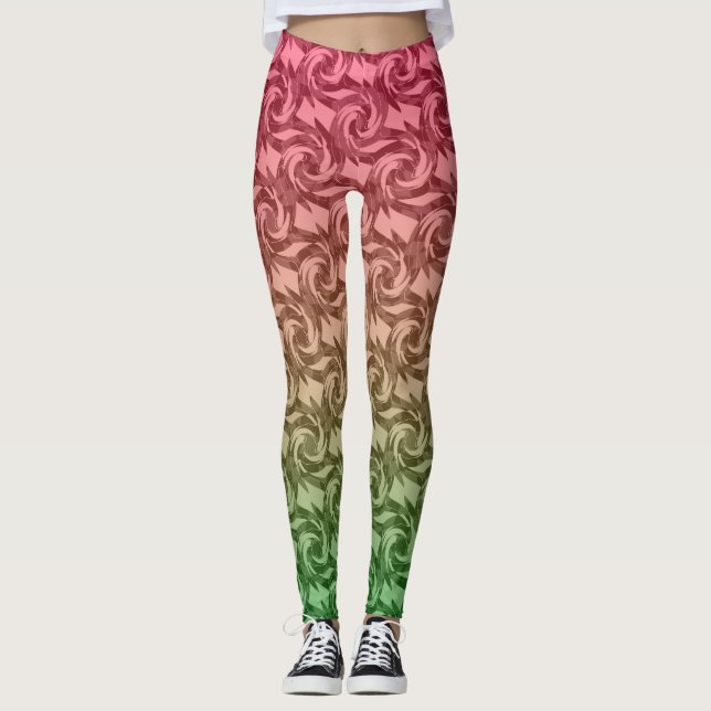 Green pink gradient leggings (Front)