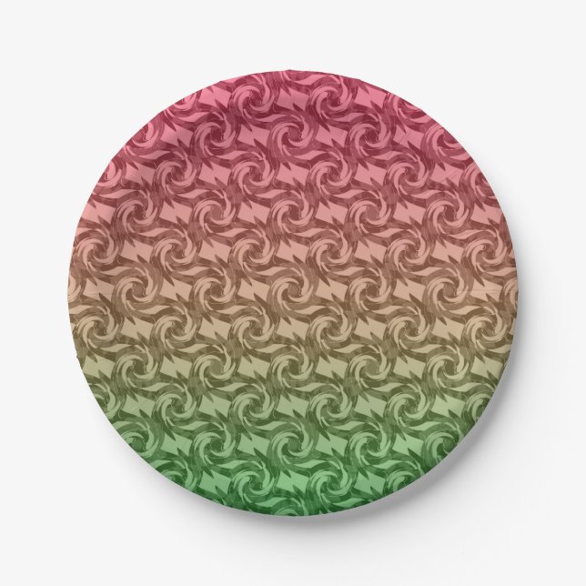 Green pink gradient paper plates (Front)