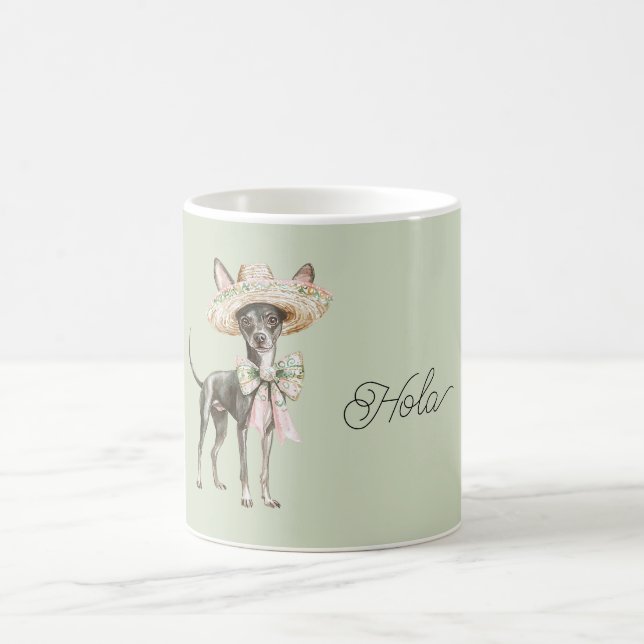 Green Pink Hat Bow Dog Coffee Mug (Center)