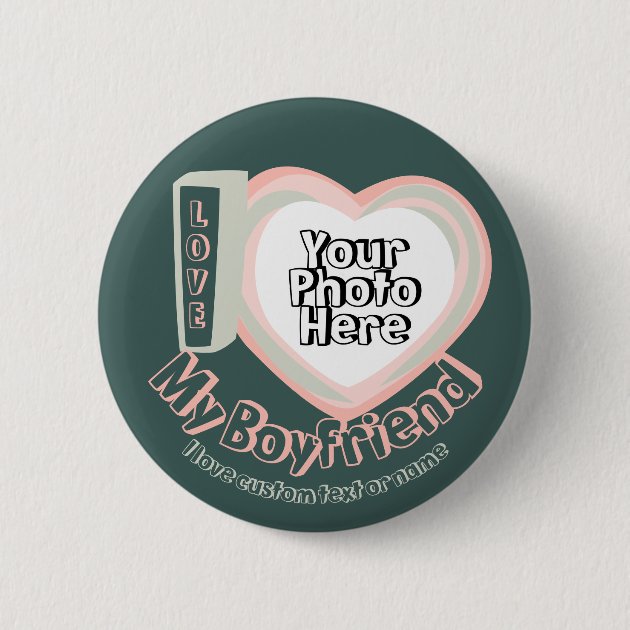 Green Pink Heart I love My Boyfriend Button
