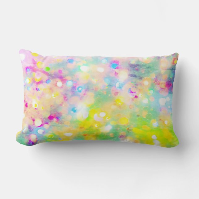 Green & Pink Holographic Lumbar Pillow (Front)