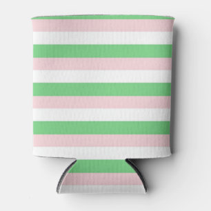 Green Pink Horizontal Stripe Pattern Can Cooler