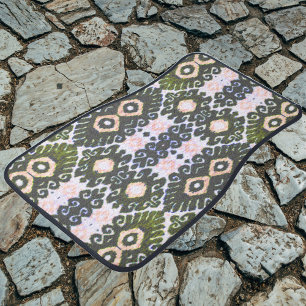 Green & Pink Ikat Car Floor Mat