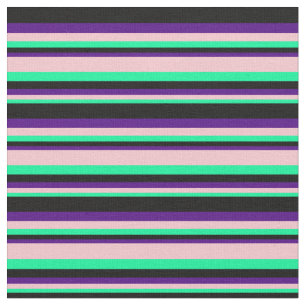 Green, Pink, Indigo, and Black Lines Fabric