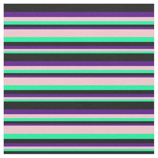 Green, Pink, Indigo, and Black Lines Fabric