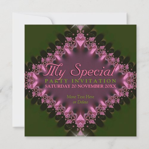 Green Pink Lace Special Event Party Invitation