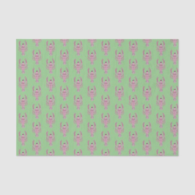 Green Pink Lobster Roses Rose  Wrapping Paper (Front)