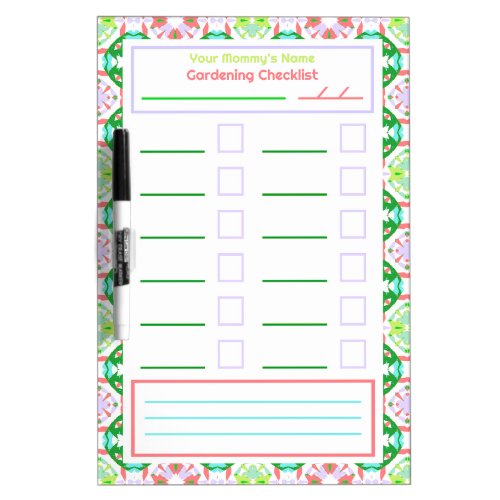Green Pink Motherâs Day Gardening Plan Checklist Dry Erase Board