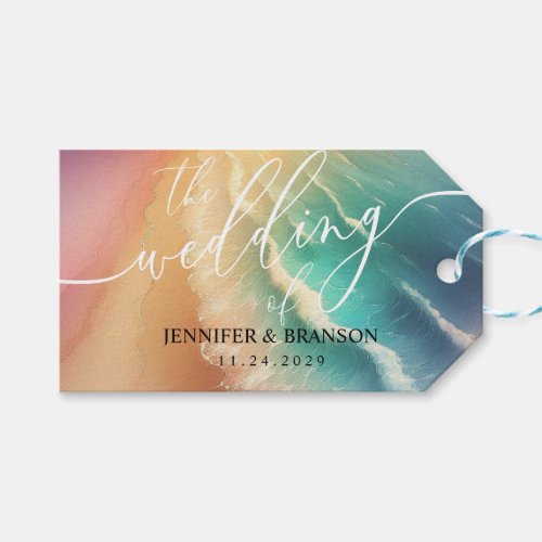 Green Pink Ocean Beach Signature Summer Sun Gift Tags