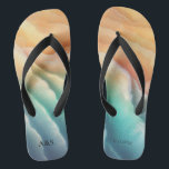 Green Pink Ocean Beach SUMMER Watercolor Elegant Flip Flops<br><div class="desc">Green Pink Ocean Beach SUMMER Watercolor Elegant</div>