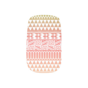 Green Pink Ombre Geometric Aztec Tribal Pattern Minx Nail Wraps