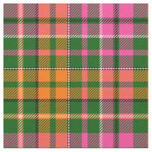 Green Pink Orange Plaid Tartan Design  Fabric