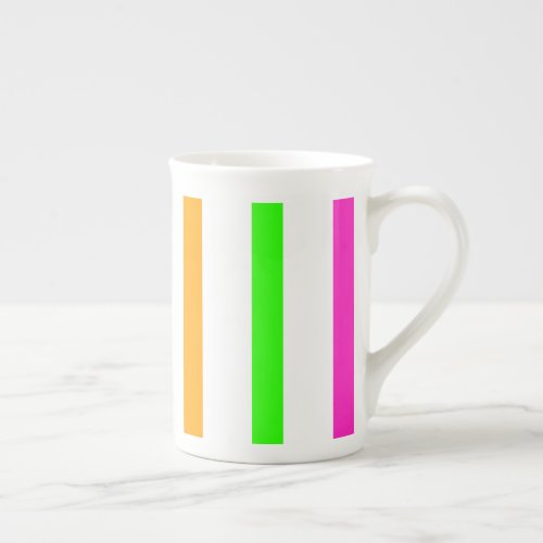 GreenPinkOrange Stripe Porcelain Mug