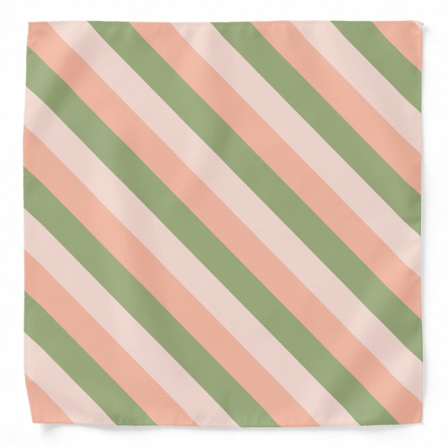 Green Pink Orange Striped Elegant Template Trendy Bandana (Front)